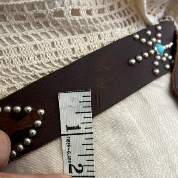 Leatherock Soft Genuine 100% Leather Turquoise studded belt - Picture 14 of 14